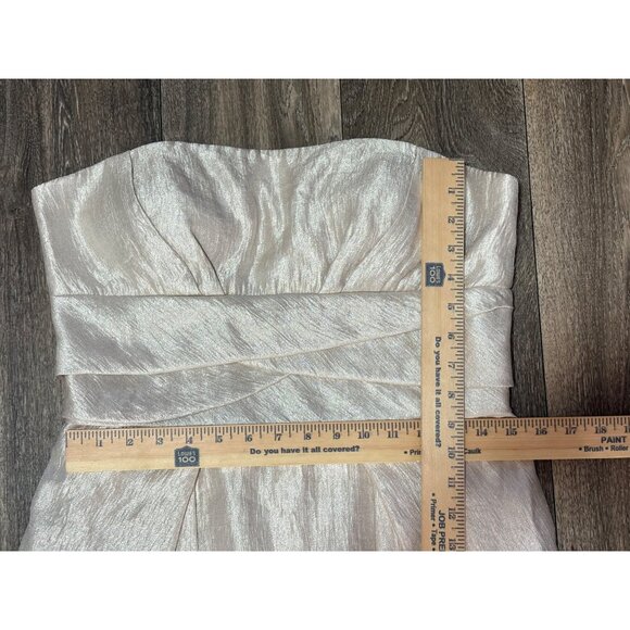 MAX AND CLEO CHAMPAGNE BEIGE PARTY STRAPLESS DRESS WOMENS SIZE 12 POCKETS LINED - Picture 4 of 10